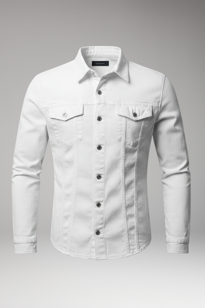 Men's Denim Bomber Jacket Long Sleeve - 
Fashinoza