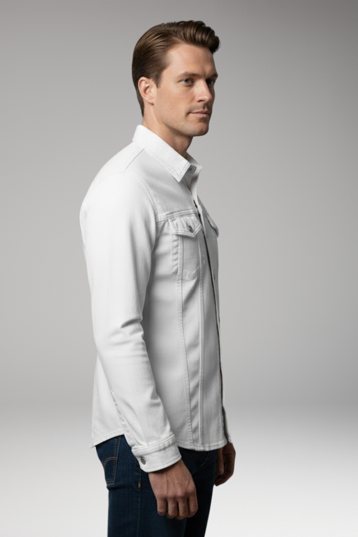 Men's Denim Bomber Jacket Long Sleeve