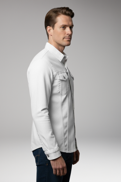 Men's Denim Bomber Jacket Long Sleeve