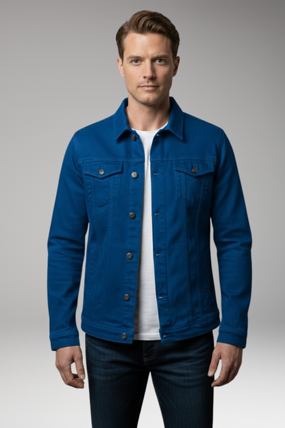 Men's Denim Bomber Jacket Long Sleeve