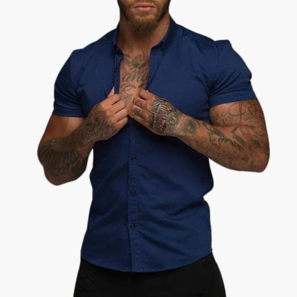 Men's Slim Fit Short Sleeve Button Down Shirt