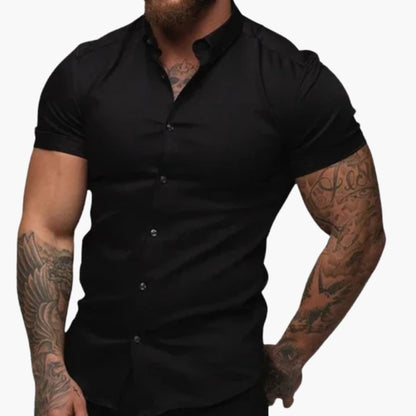 Men's Slim Fit Short Sleeve Button Down Shirt - Fashinoza