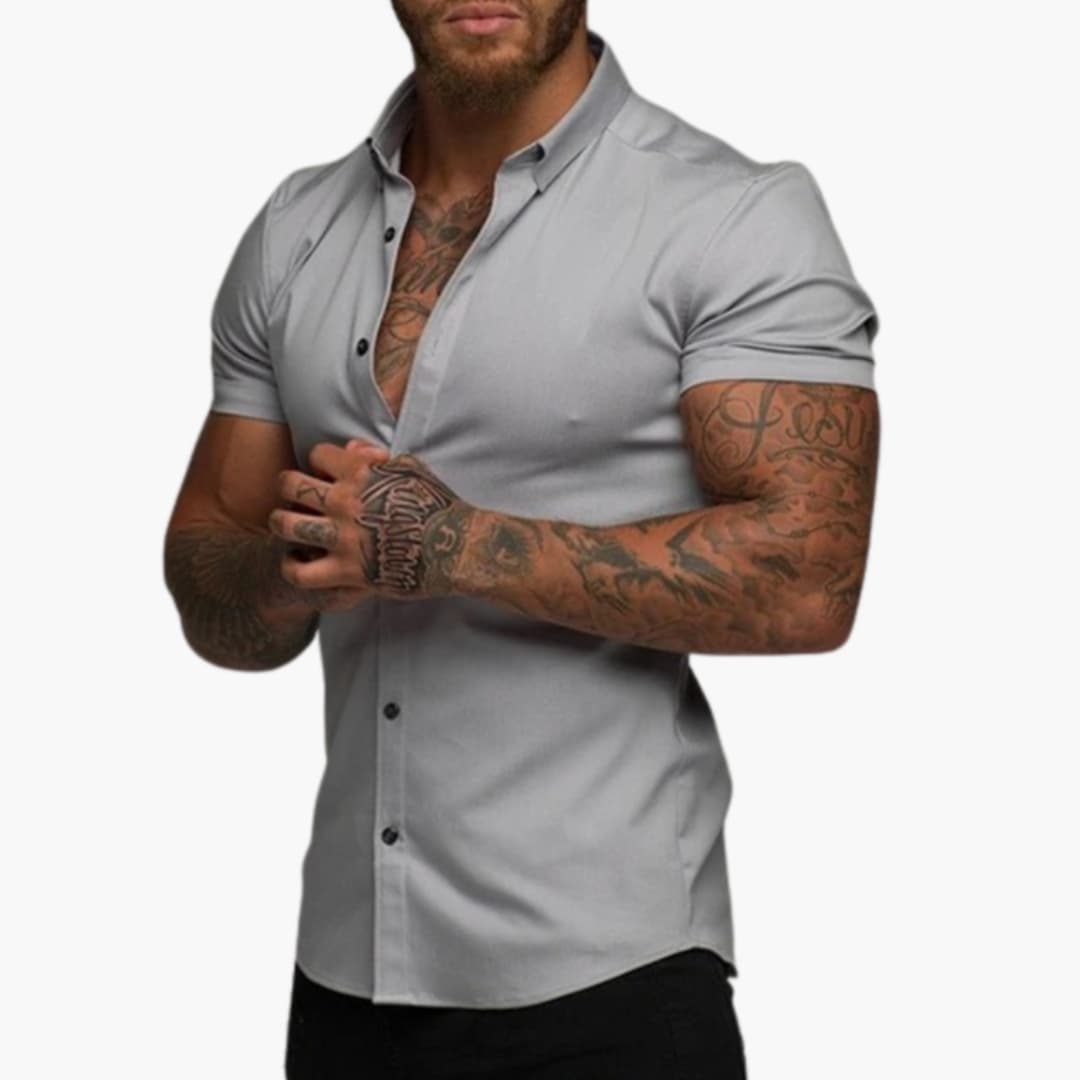 Men's Slim Fit Short Sleeve Button Down Shirt