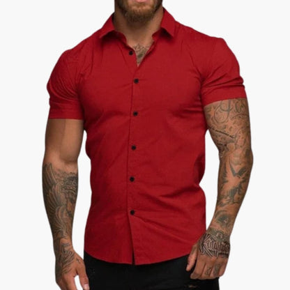 Men's Slim Fit Short Sleeve Button Down Shirt