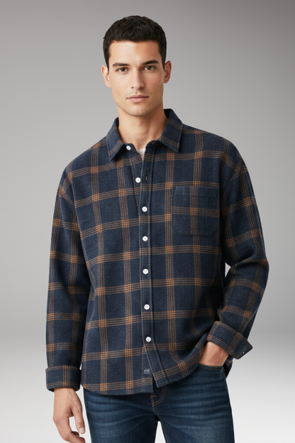 Men's Long Sleeve Flannel Shirt Classic Collar