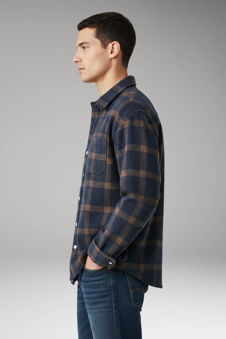 Men's Long Sleeve Flannel Shirt Classic Collar
