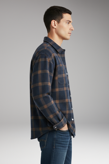 Men's Long Sleeve Flannel Shirt Classic Collar