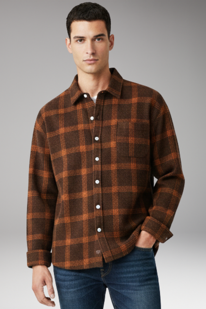 Men's Long Sleeve Flannel Shirt Classic Collar