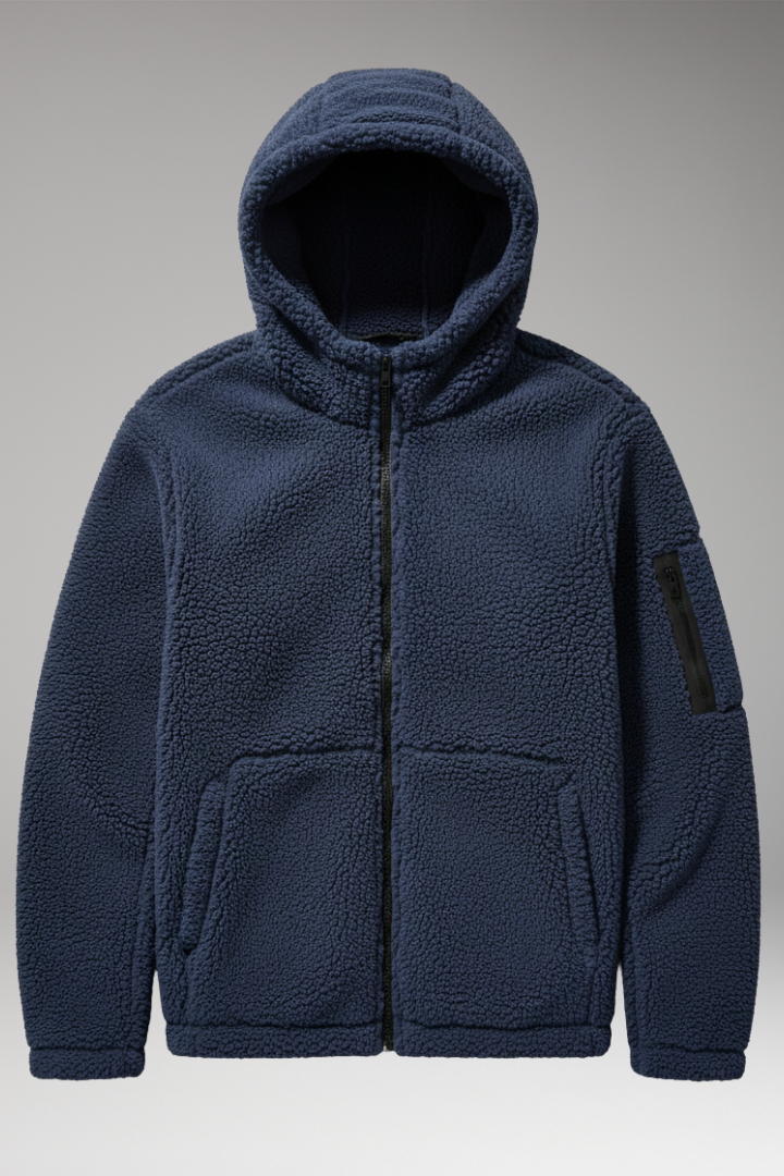 Men's Fleece Hooded Jacket Zip Pocket - 
Fashinoza