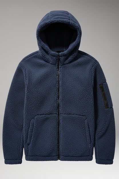 Men's Fleece Hooded Jacket Zip Pocket - 
Fashinoza