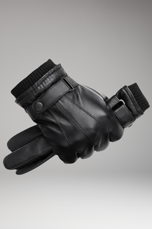 Men's Insulated Gloves Adjustable Strap Ribbed Cuff - 
Fashinoza