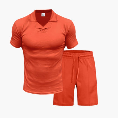 Men's Two-Piece Set High Collar and Drawstring Shorts