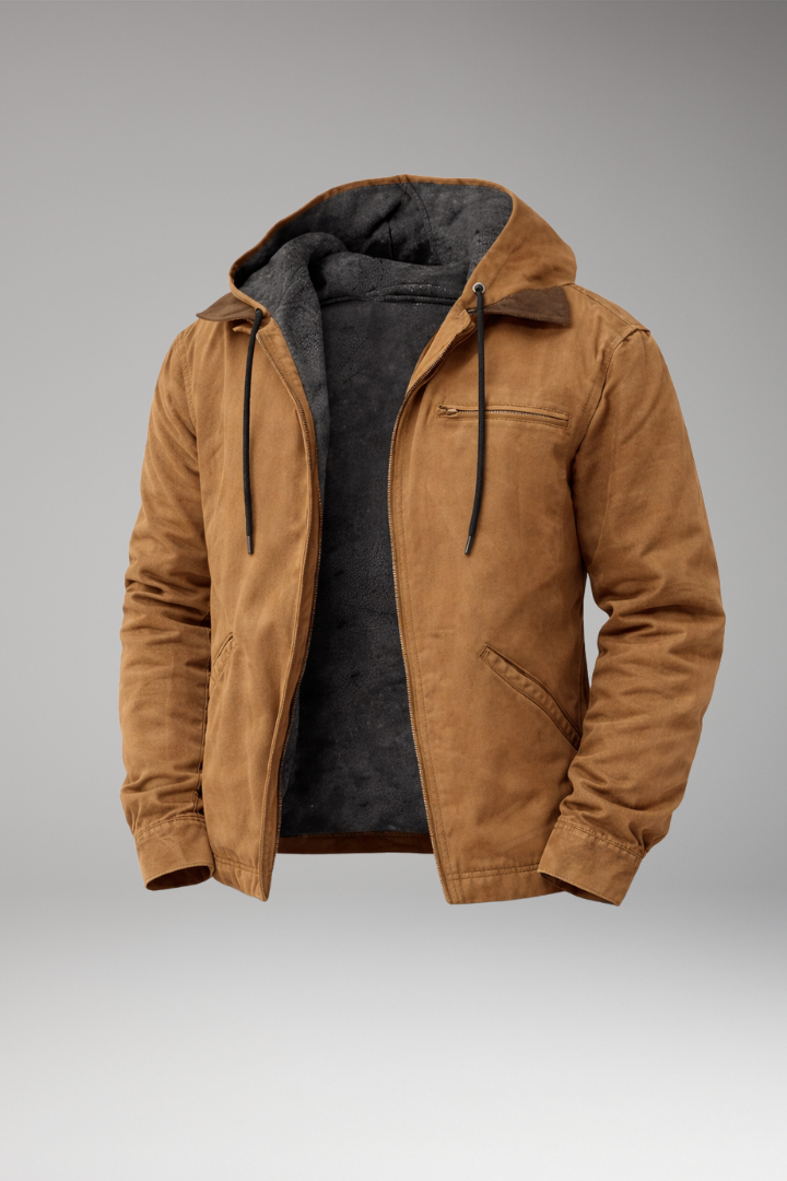 Men's Hooded Zipper Jacket with Side Pockets - 
Fashinoza