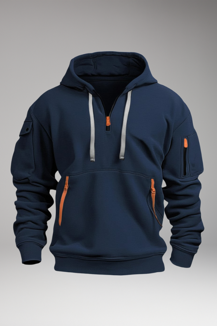 Men's Adjustable Hoodie Zippered Pockets - 
Fashinoza