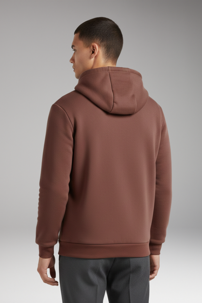 Men's Half-Zip Hoodie Cotton Front Pocket Black