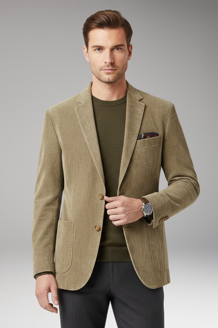 Men's Two-Button Blazer Jacket Notched Lapels