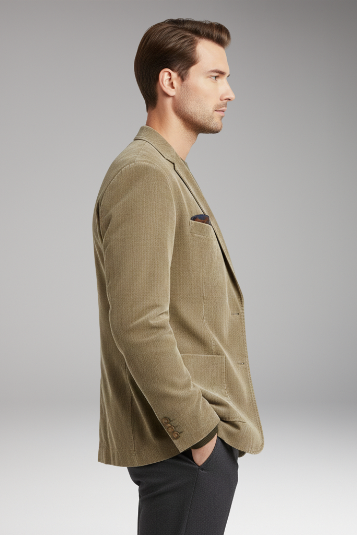 Men's Two-Button Blazer Jacket Notched Lapels