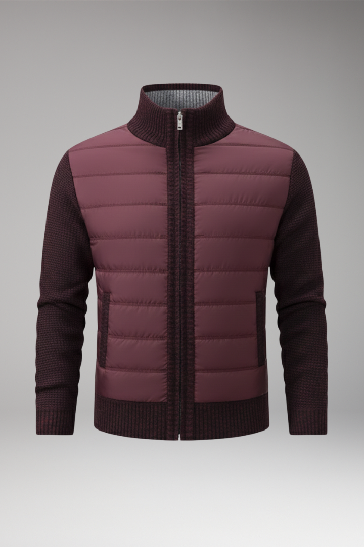 Men's Quilted Jacket Knitted Sleeves - 
Fashinoza