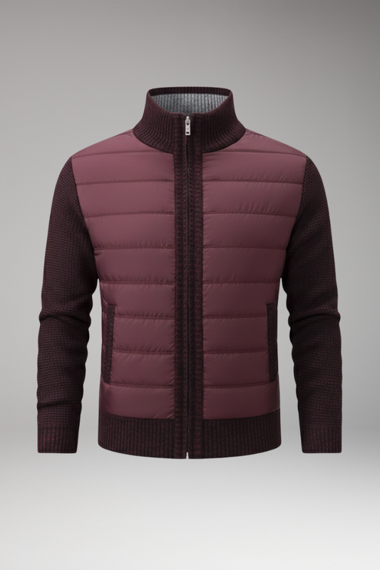 Men's Quilted Jacket Knitted Sleeves - 
Fashinoza