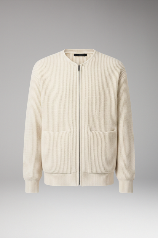 Men's Ribbed Jacket Front Zip Closure - 
Fashinoza