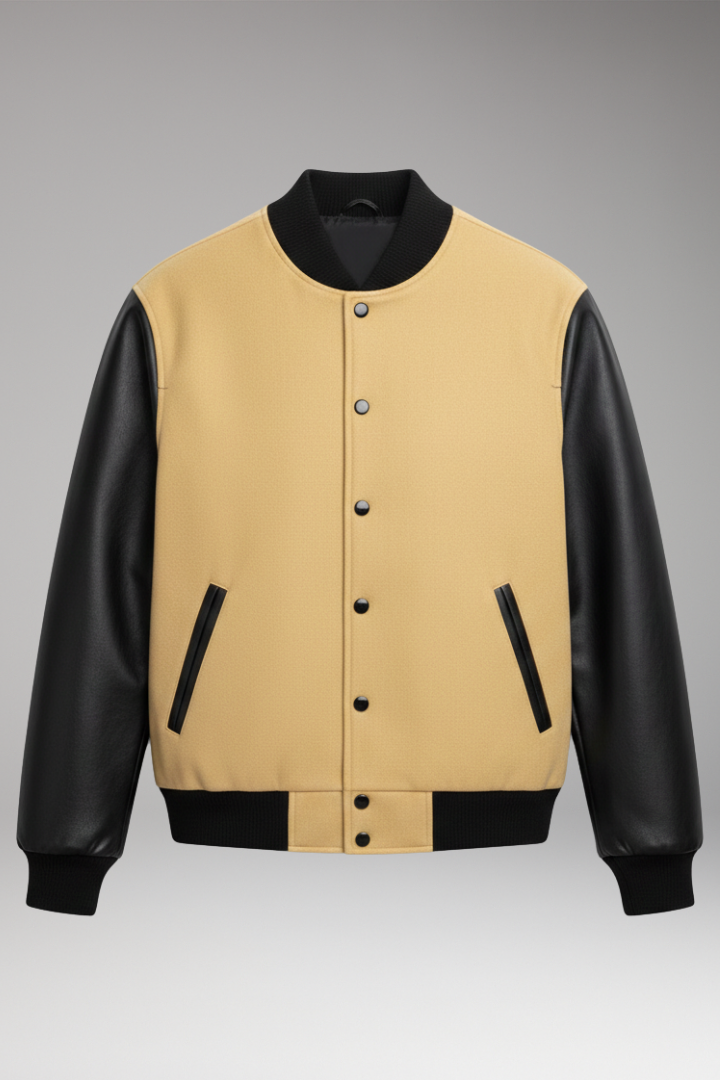 Men's Ribbed Trim Jacket with Side Pockets - 
Fashinoza