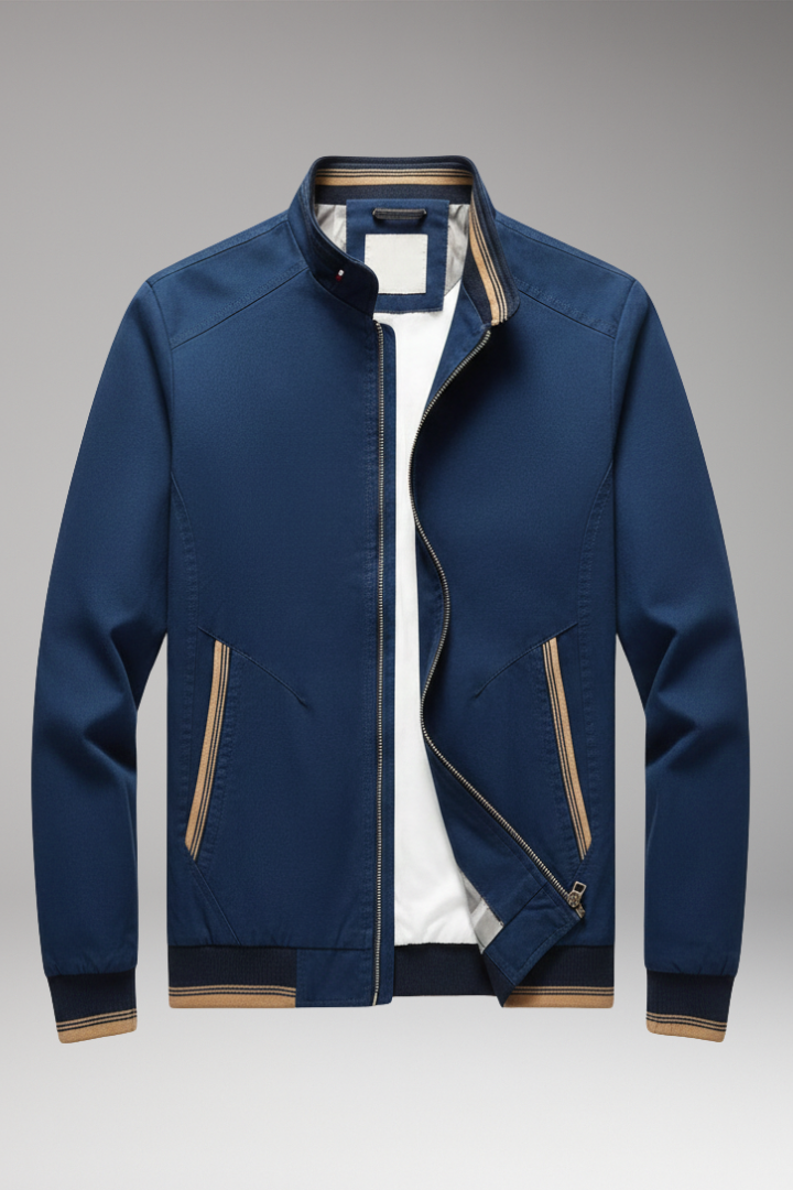 Men's Stand-Up Collar Jacket Ribbed Cuffs - 
Fashinoza