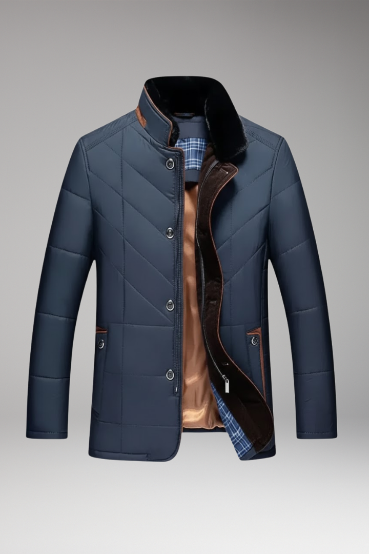 Men's Quilted Jacket Stand Collar - 
Fashinoza