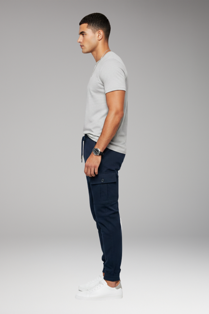 Men's Jogger Pants Elastic Waist Cargo Black