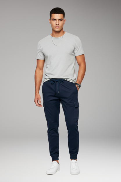 Men's Jogger Pants Elastic Waist Cargo Black