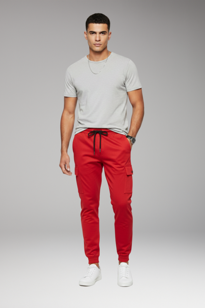 Men's Jogger Pants Elastic Waist Cargo Black