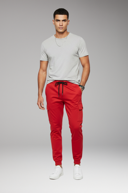 Men's Jogger Pants Elastic Waist Cargo Black