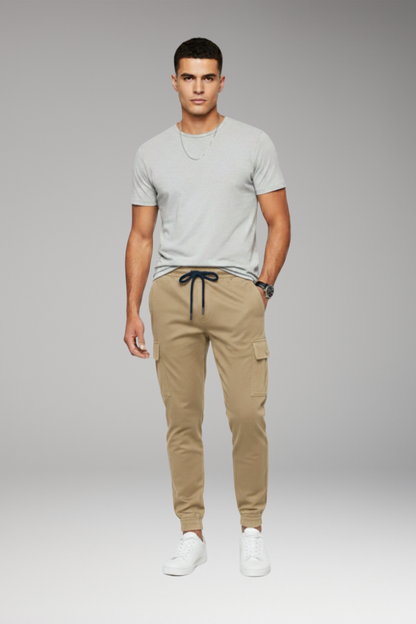 Men's Jogger Pants Elastic Waist Cargo Black