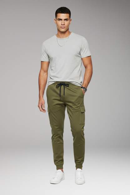 Men's Jogger Pants Elastic Waist Cargo Black