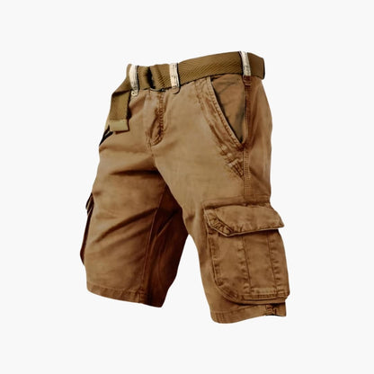 Men's Cargo Shorts Zipper Pockets Khaki - Fashinoza