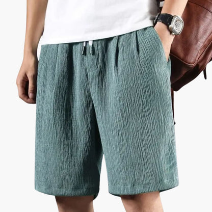 Men's Knee Length Shorts Elastic Waist Crinkled Texture - Fashinoza