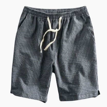 Men's Striped Knee-Length Shorts Elastic Waistband