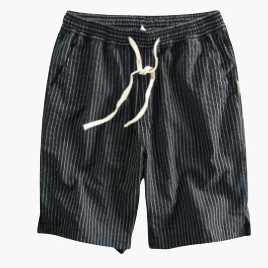 Men's Striped Knee-Length Shorts Elastic Waistband - Fashinoza