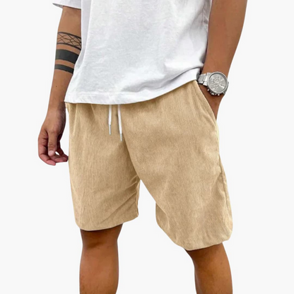 Men's Textured Shorts Elastic Waist Pockets - Fashinoza