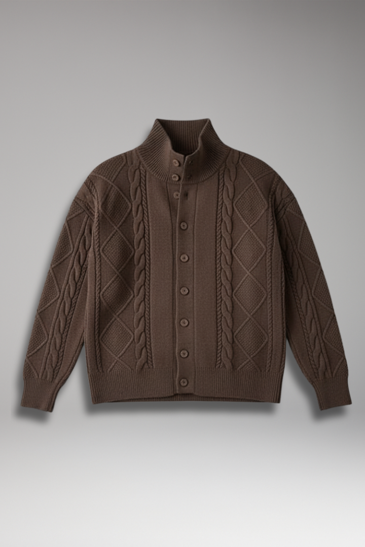 Men's Knit Cardigan Button Front Ribbed - 
Fashinoza