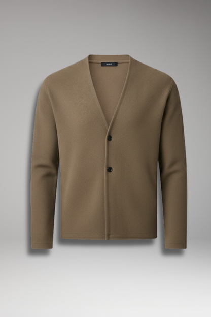 Men's Knit Cardigan Ribbed Two-Button Front - 
Fashinoza