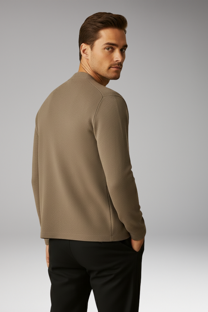 Men's Knit Cardigan Ribbed Two-Button Front
