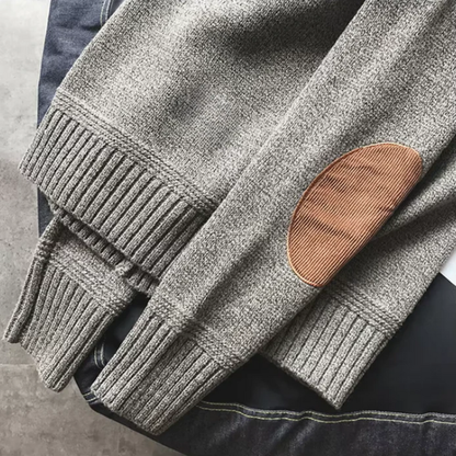 Men's Knit Sweater Long Sleeves Elbow Patches