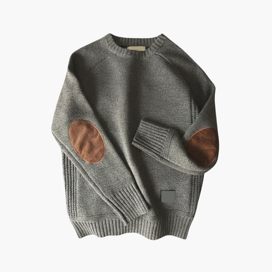 Men's Knit Sweater Long Sleeves Elbow Patches - Fashinoza