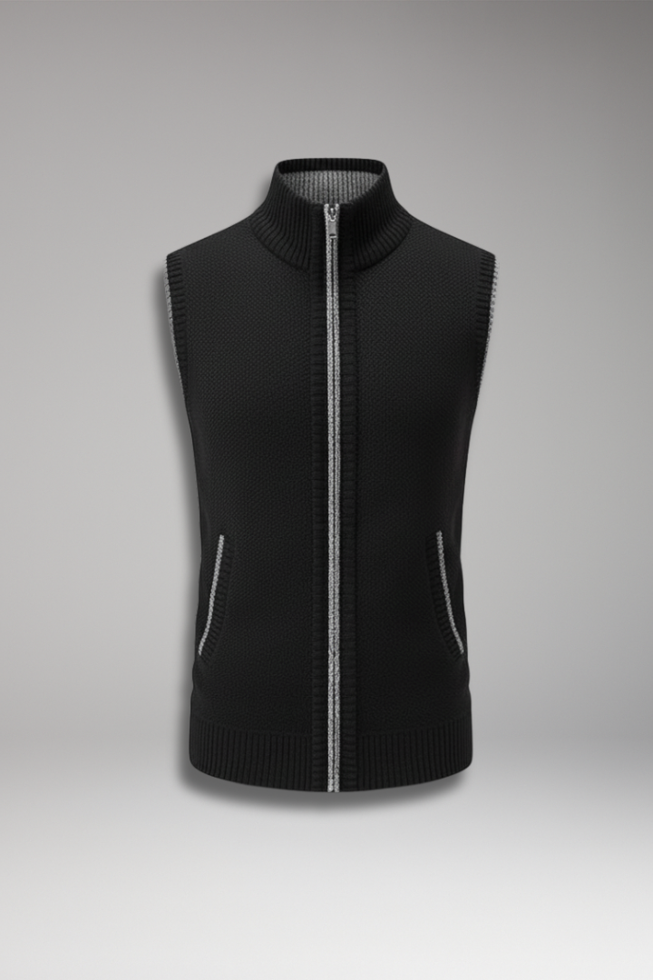 Men's Knit Turtleneck Zipper Vest - 
Fashinoza