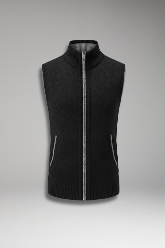 Men's Knit Turtleneck Zipper Vest - 
Fashinoza