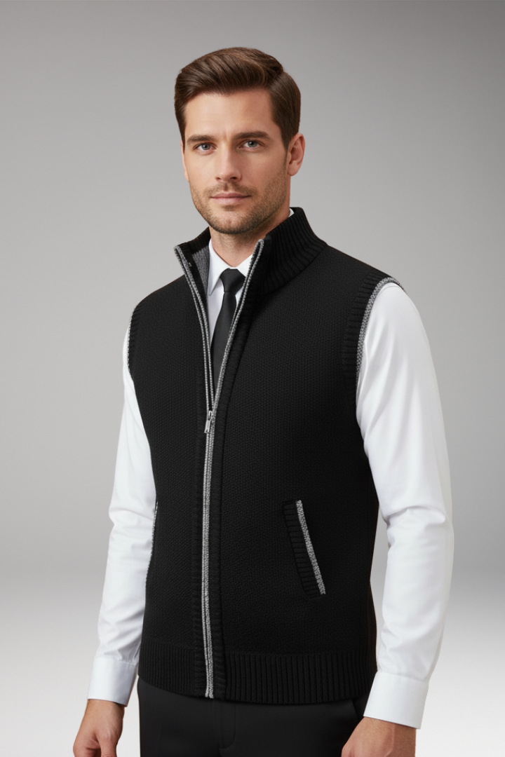 Men's Knit Turtleneck Zipper Vest