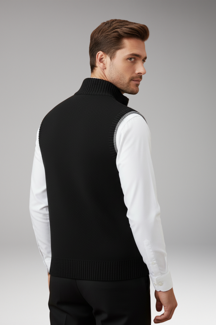 Men's Knit Turtleneck Zipper Vest