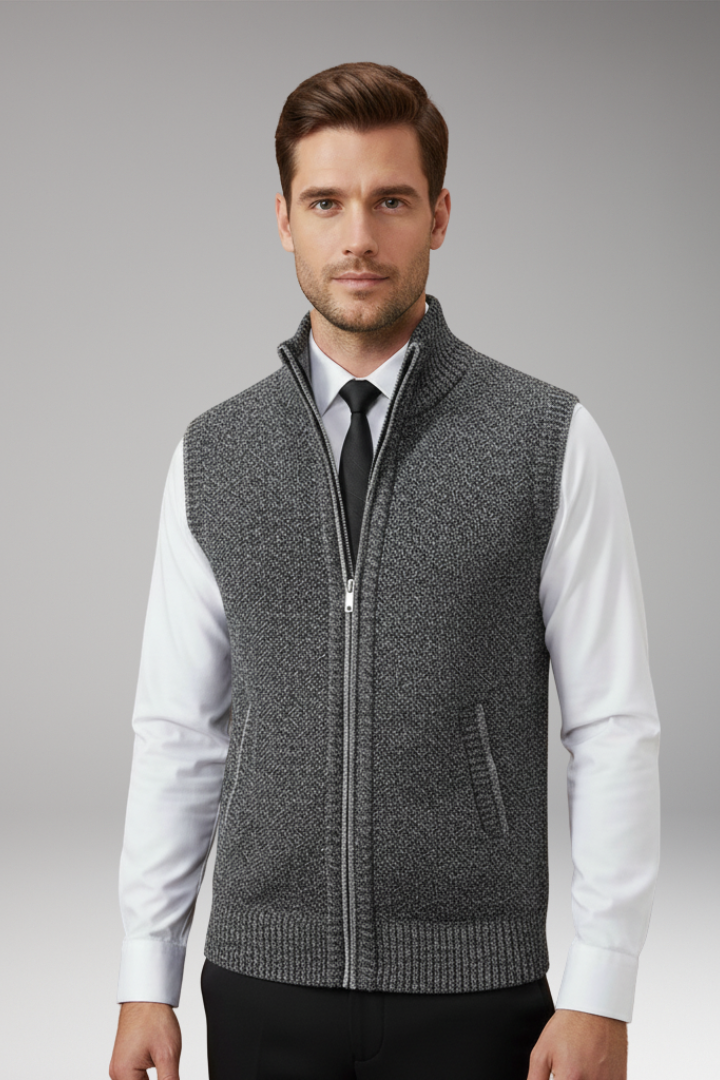 Men's Knit Turtleneck Zipper Vest