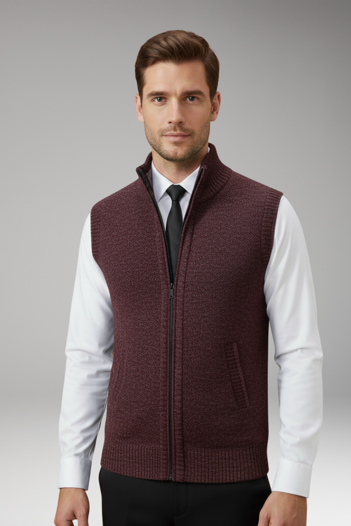 Men's Knit Turtleneck Zipper Vest