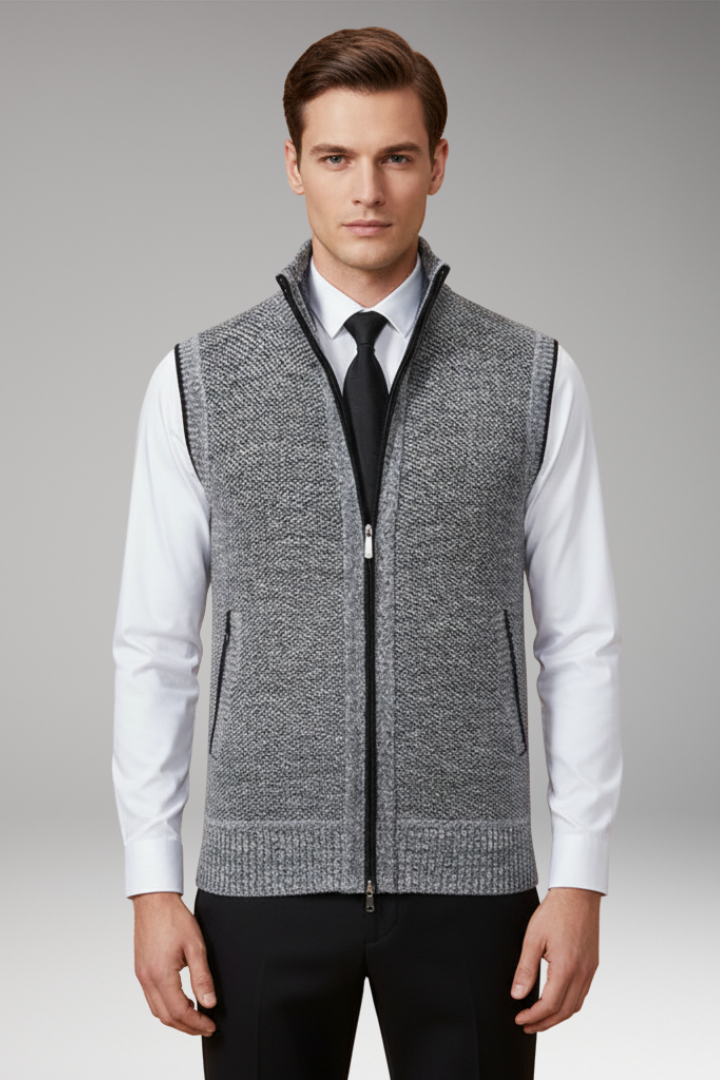 Men's Knit Turtleneck Zipper Vest